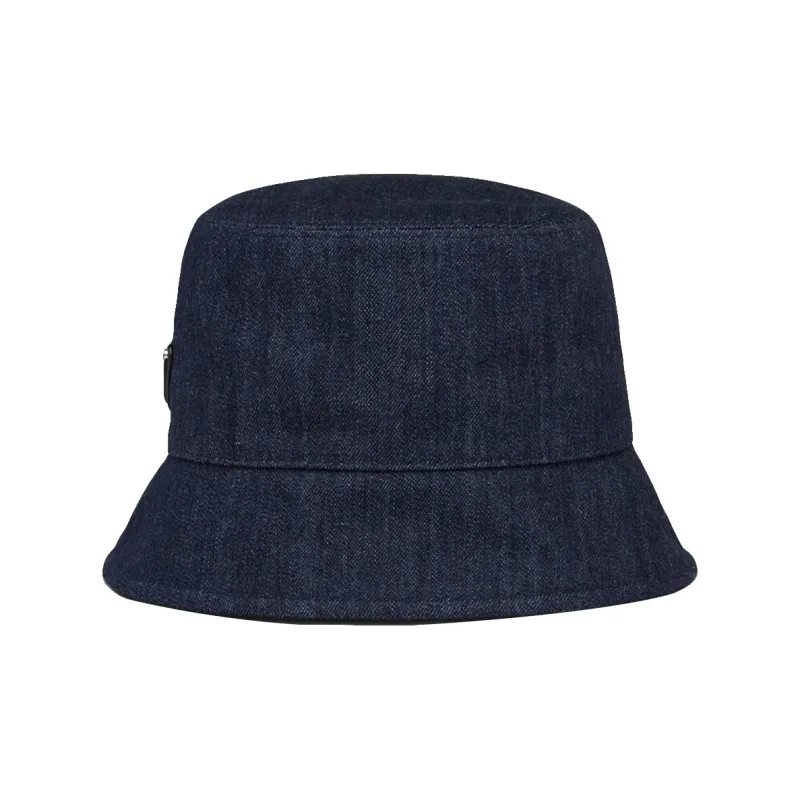 PRADA Triangle logo Denim Bucket Hat-0