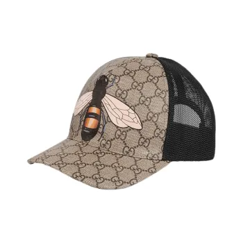 GUCCI Bee Print Gg Supreme Velcro Strap Baseball Cap