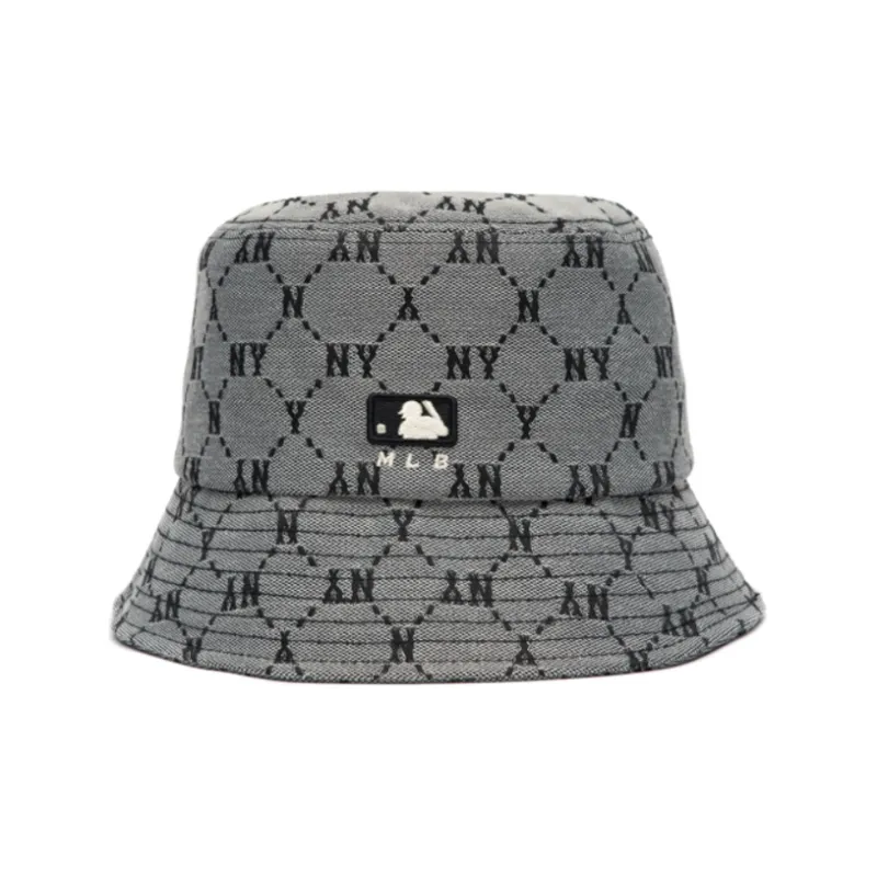 MLB New York Yankees Polyester Bucket Hats Unisex Silver Gray-1