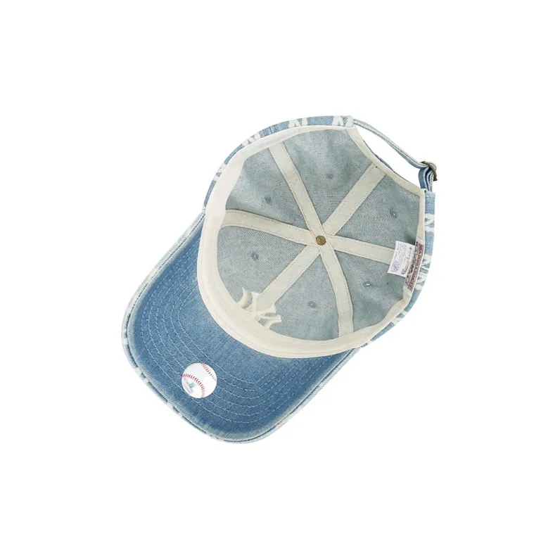 MLB Cotton, Distressed Denim Baseball Caps Unisex Blue-5