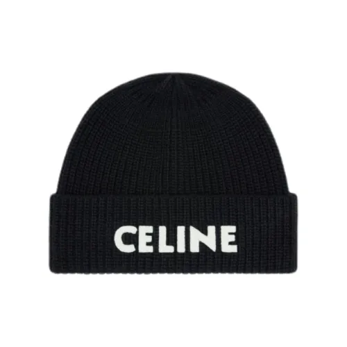 CELINE Embroidered Knit Wool Beanie 