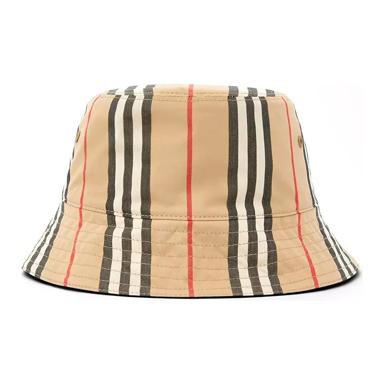 Burberry Reversible Icon Stripe Cotton Bucket Hat Archive Beige-0