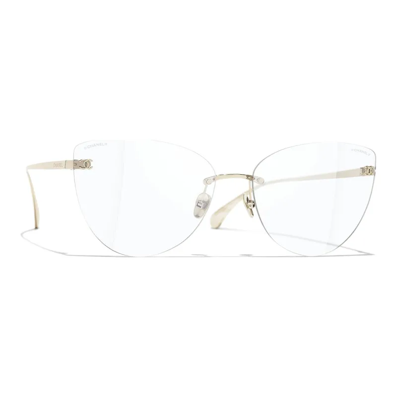 CHANEL Metal Cat Eye Optical Glass Gold-2