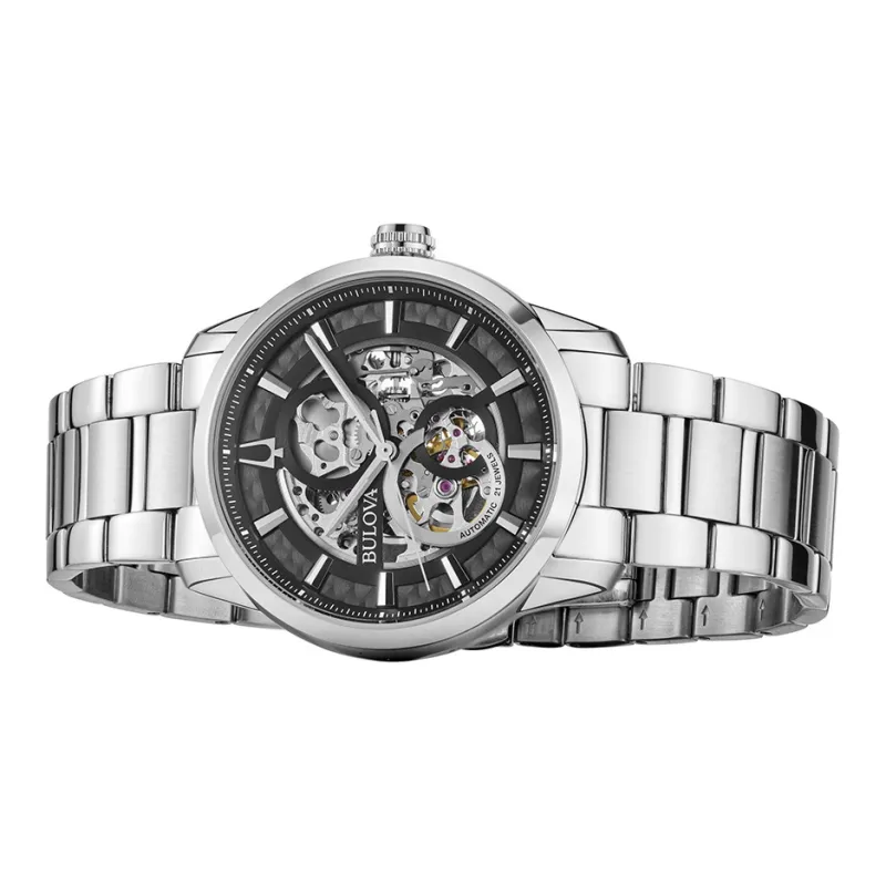 BULOVA Wrist Watch Mechanical Movement Stainless Steel Strap 43mm Black Dial Men's Watches-2