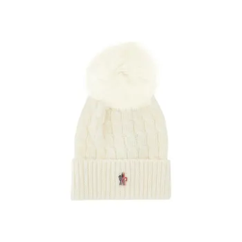 Moncler Cable Knit Pom Pom Beanie Hat