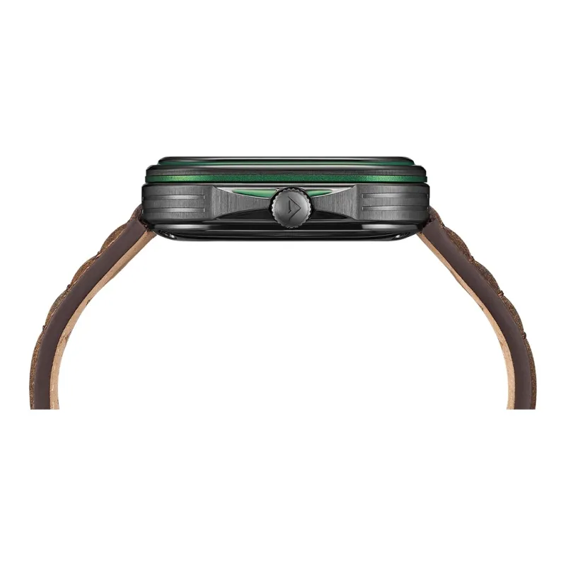 ATOWAK PRO Wrist Watch Mechanical Movement Genuine Leather Strap Green Dial Men's Watches WS12-S2971-1