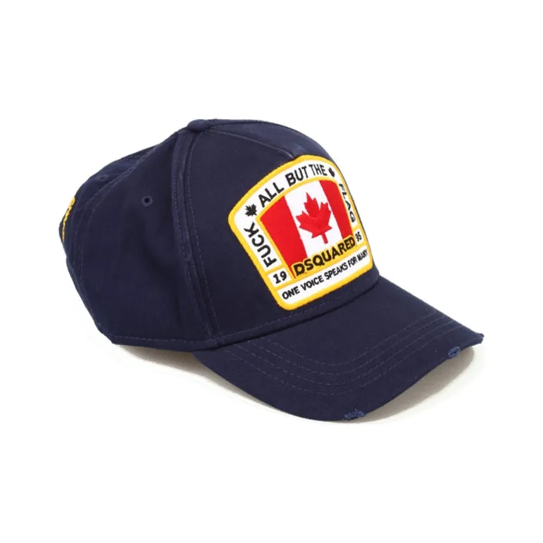 DSQUARED 2 Flag Patch Distressed Baseball Cap-0