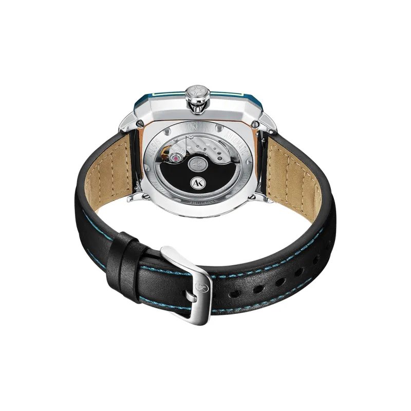ATOWAK Supercar Wrist Watch Automatic Mechanical Movement Genuine Leather Strap 46.5*40.5mm Black Dial Men's Watches-3