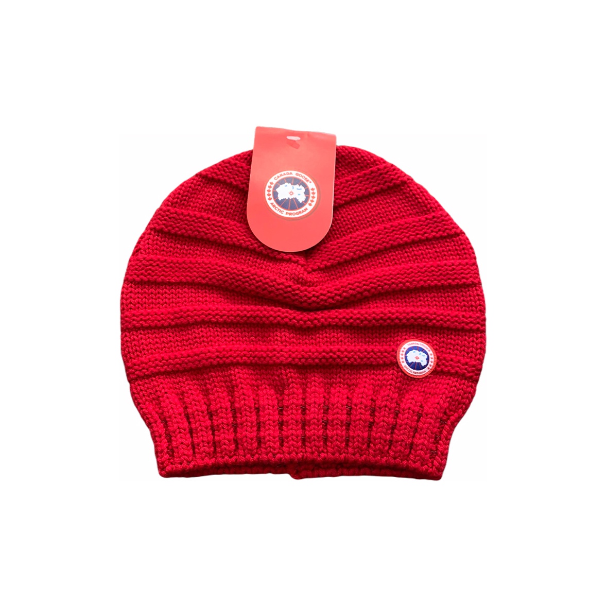 Red Canada Goose Logo Patch Beanie deals