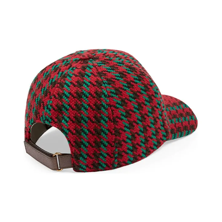 GUCCI Wool Checkered Houndstooth Cap-2