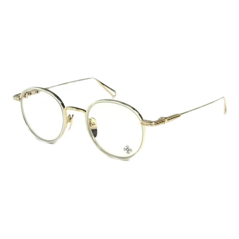 Chrome Hearts Metal Oval Eyeglass Frames Unisex Gold-0