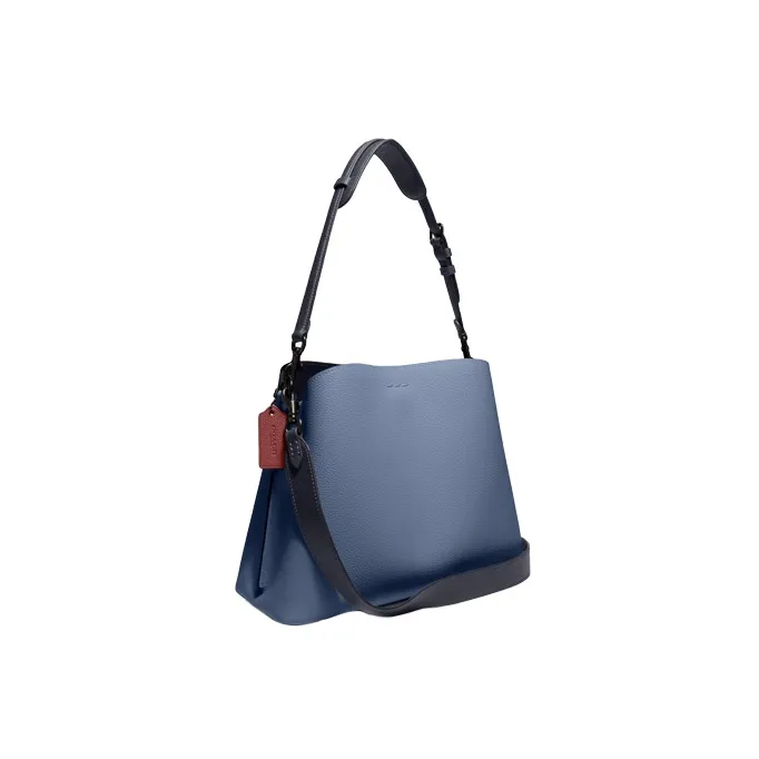 COACH Willow Leather Bucket Bag, Shoulder Bag, Crossbody Bag Tubas Women's Blue-1