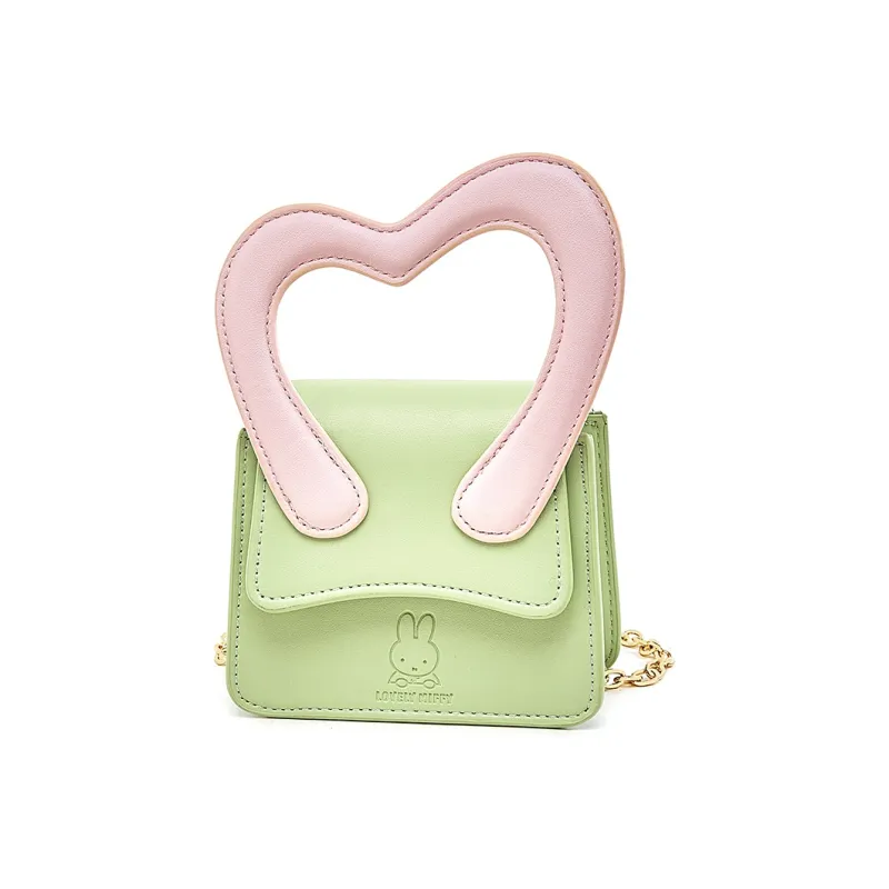 Miffy PU One Shoulder Handbag Mini Women's Ecru/Green-5