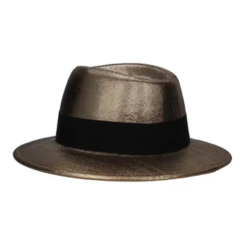 SAINT LAURENT Metallic Wide Brim Trilby Hat