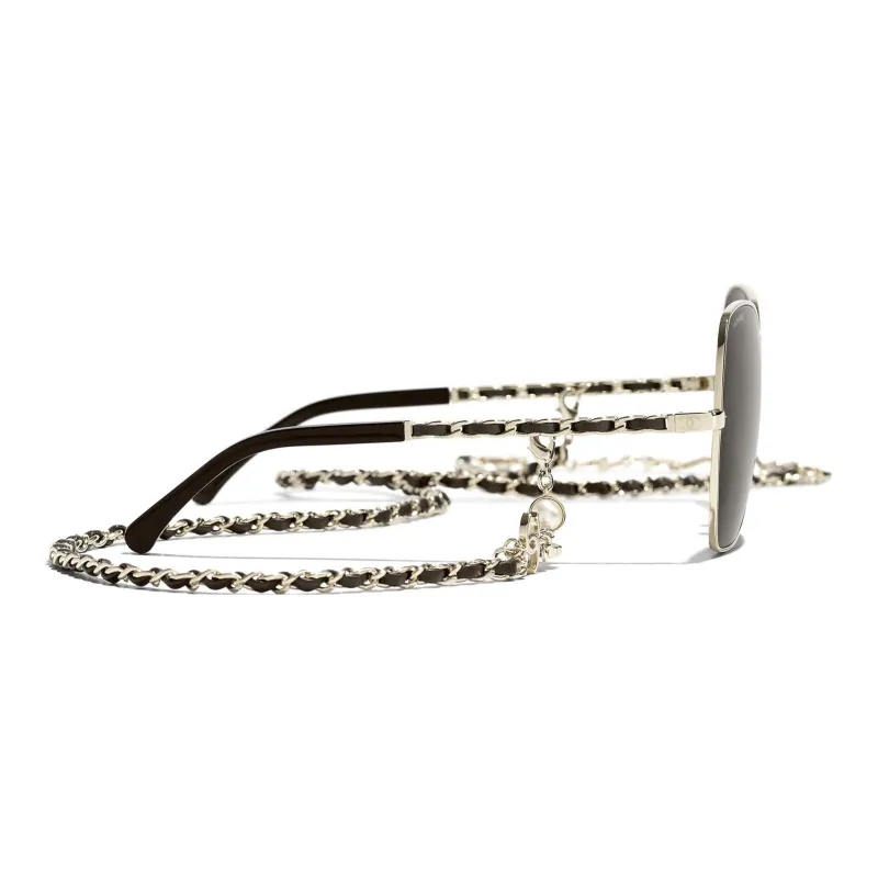 CHANEL Sunglasses Unisex Gold-1
