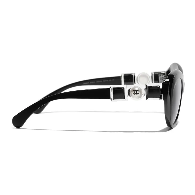 CHANEL Acetate Butterfly Sunglasses Unisex Black-2