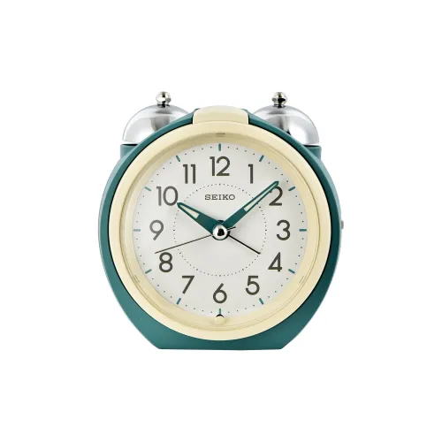 SEIKO Mute Light Alarm Clock Green/Ivory