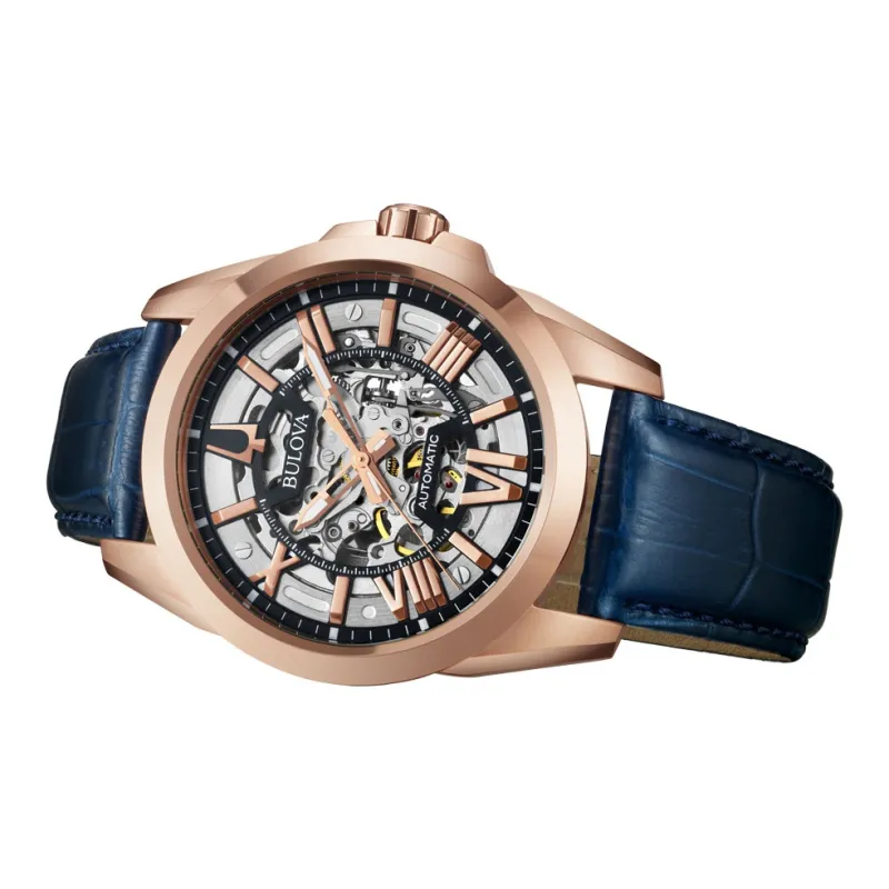 BULOVA Wrist Watch Mechanical Movement Artificial Leather Strap Silver Dial Men's Watches-3