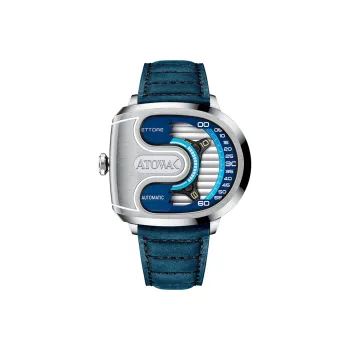 ATOWAK Supercar Wrist Watch Automatic Mechanical Movement Genuine Leather Strap 46.5*40.5*14mm Blue Dial Men's Watches