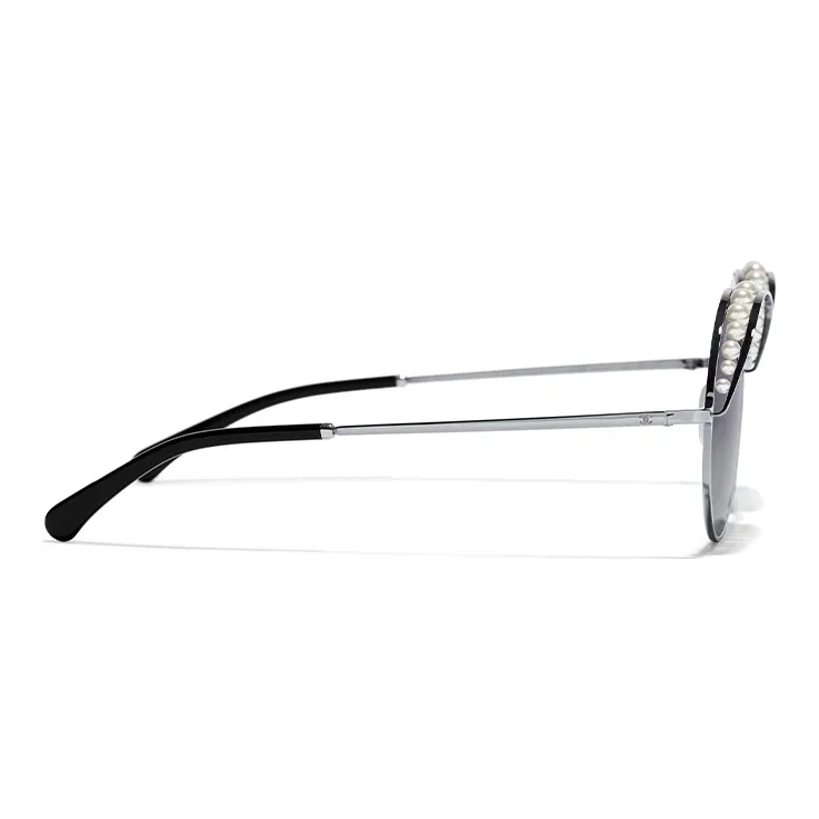 CHANEL Sunglasses Unisex Silver/Gradient Gray-3