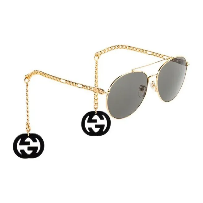 GUCCI Sunglasses Unisex Gold Gray-2