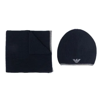 EMPORIO ARMANI Logo Embroidered Beanie Scarf Set