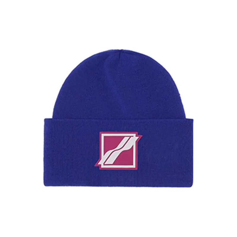 WE11DONE Logo Patch Wide Rib Beanie-0