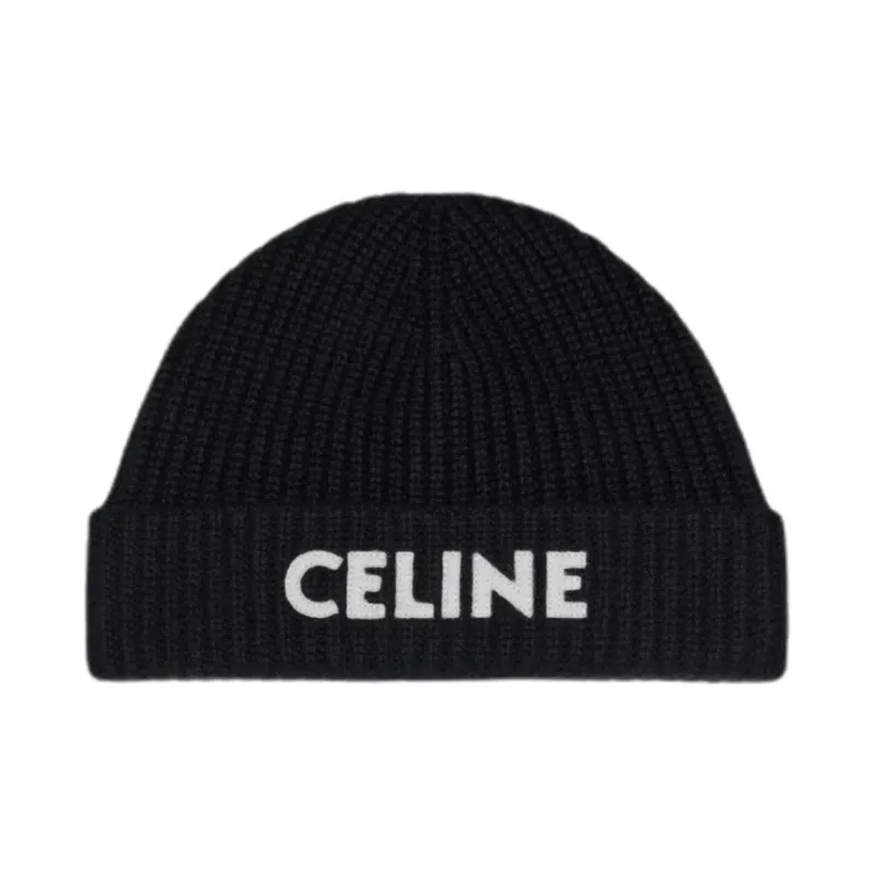 CELINE Cashmere Embroidered Knit Beanie-0