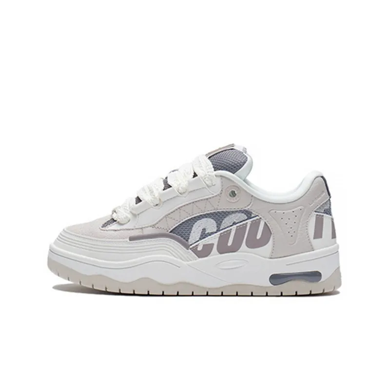 LiNing CF Tracing Cushioning Anti Slip And Wear Resistant Low Top Sports Casual Shoes Women's White Gray-0