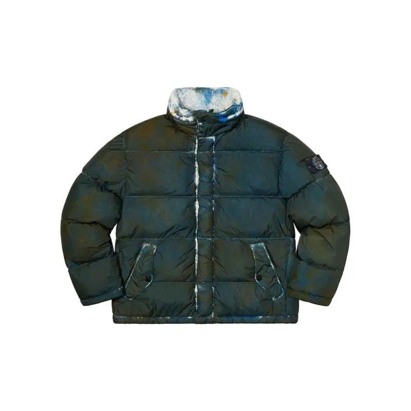 Supreme X Stone Island Painted Camo Crinkle Down Jacket-11