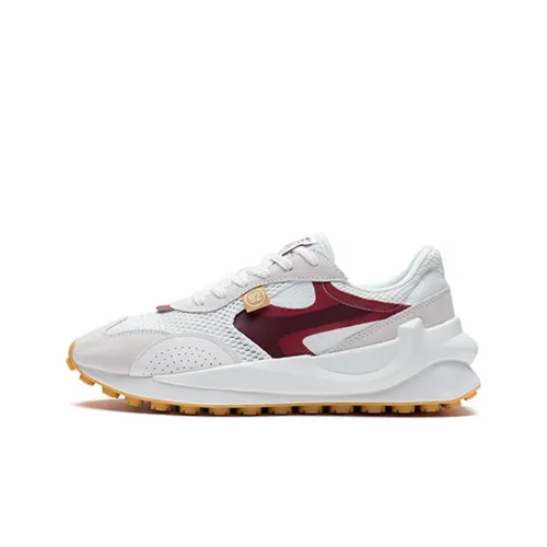 LINING Square Casual Shoes Women's Low-Top Ivory/Mist White/Rich Burgundy