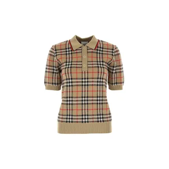 Burberry Vintage Check Wool Polo Shirt 'Archive Beige'
