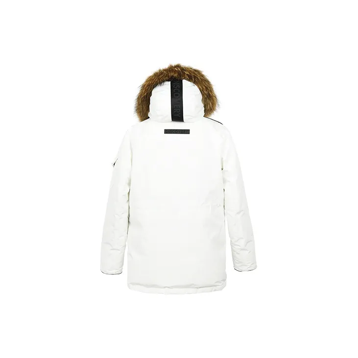 Discovery Expedition Solid Color Letters Detachable Hood Thickened Mid Length Down Jacket Men's-13