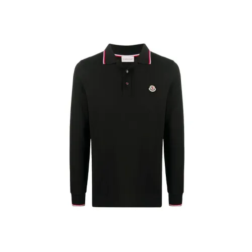 Moncler Men’s FW21 Logo Long Sleeve Polo Shirt Black