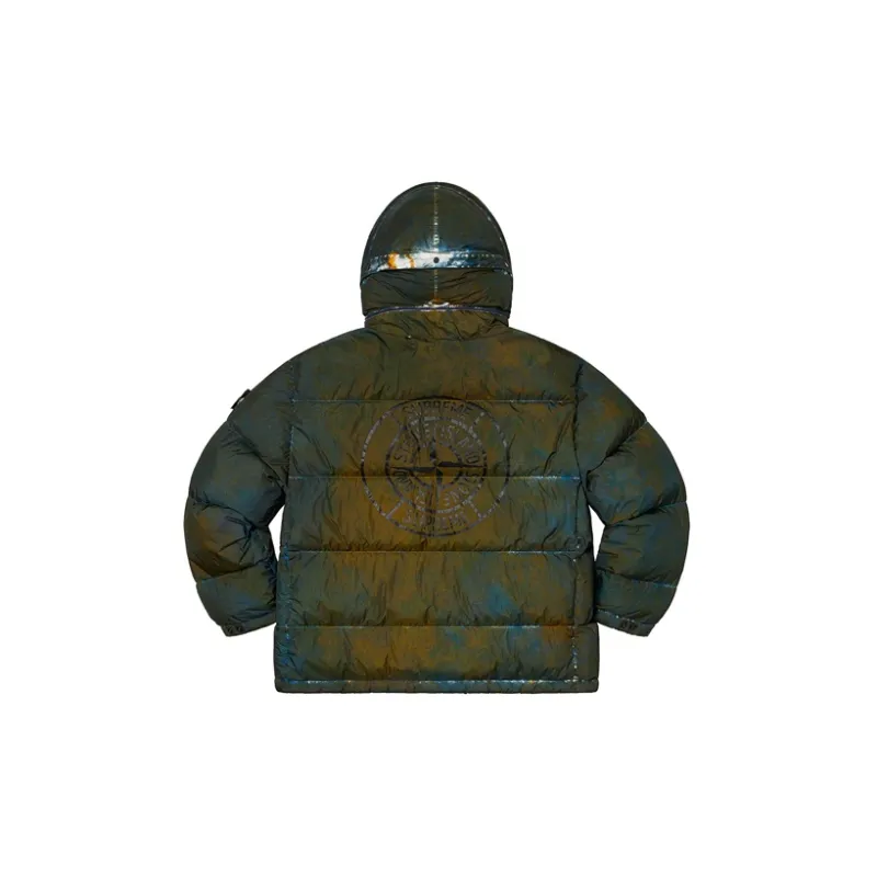 Supreme X Stone Island Painted Camo Crinkle Down Jacket-8