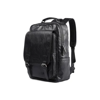 Slazenger PVC Soft Leather Laptop Backpack Men's Cool Black