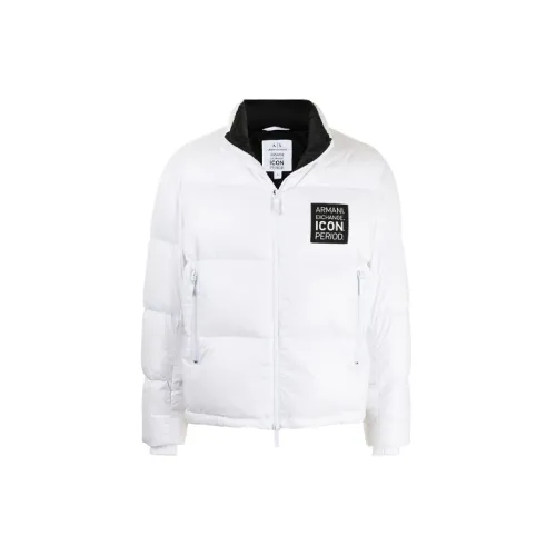 ARMANI EXCHANGE Unisex FW21 Logo Printing  White Down jacket