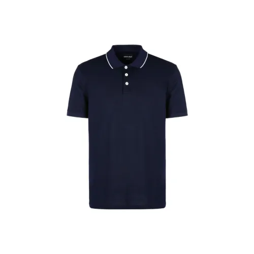 GIORGIO ARMANI Polo Shirts Men Marine Blue