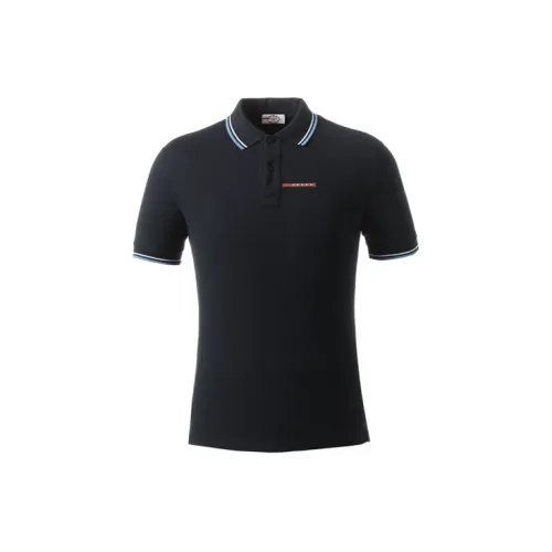 PRADA Polo Shirts Men Blue Black