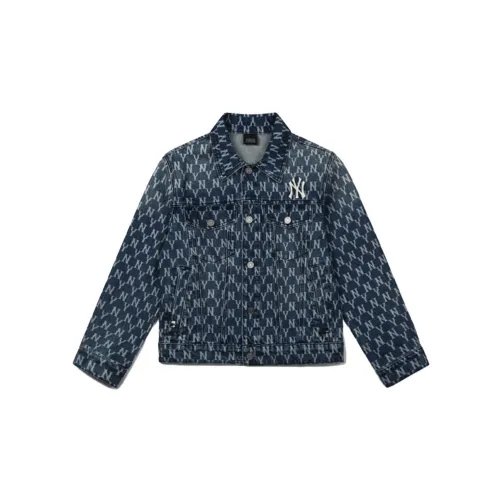 MLB Old Flower Denim Jackets Unisex Denim Blue