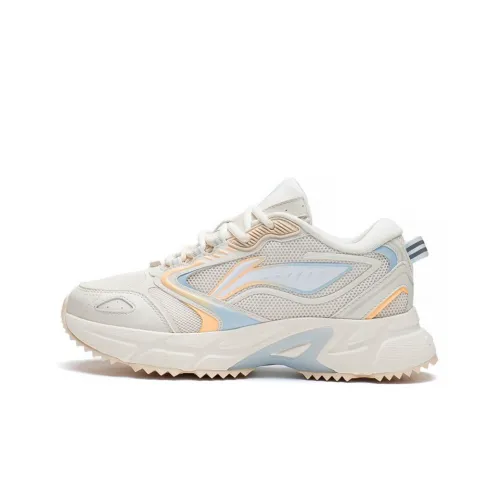 LINING Running Shoes Women's Low-Top Egg Milk Gray/Blue/Orange