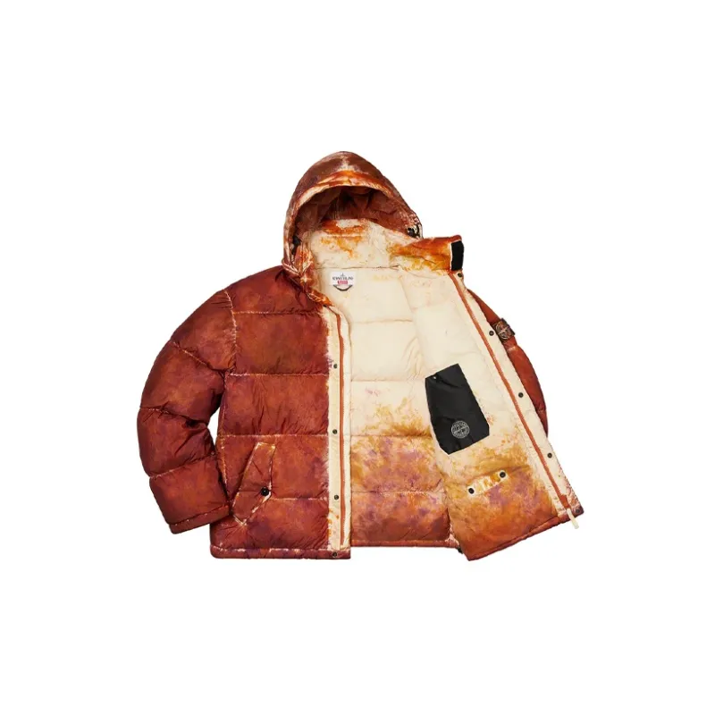 Supreme X Stone Island Painted Camo Crinkle Down Jacket-17