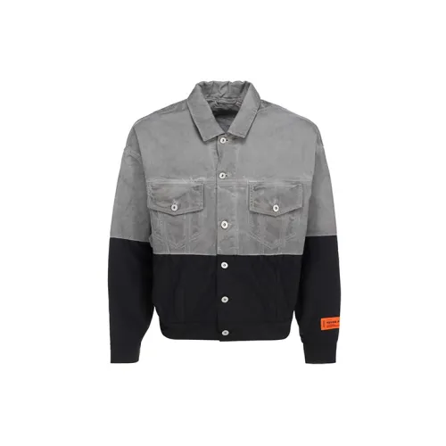 HERON PRESTON Denim Jacket Men Gray, Black, Multicolor