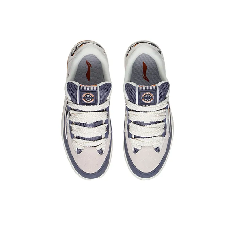 LiNing CF Tracing Anti Slip Wear Resistant Low Top Sports Casual Shoes Men's Gray White-3