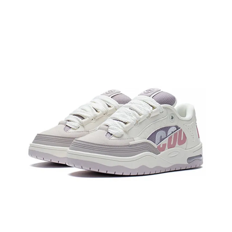 LiNing CF Tracing Cushioning Anti-Slip And Wear-Resistant Low-Top Casual Shoes Women's White Purple-2