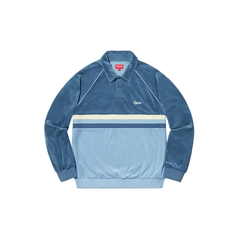 Supreme Stripe Velour Raglan L/S Polo - Cheap Rcj Jordan Outlet 