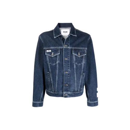 MSGM Denim Jackets Men Blue