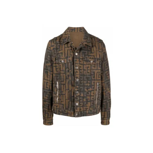 BALMAIN Denim Jackets Men Brown