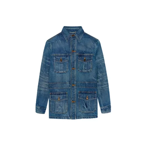 SAINT LAURENT Denim Jackets Men Blue