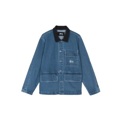 Stussy Denim Jackets Unisex Blue